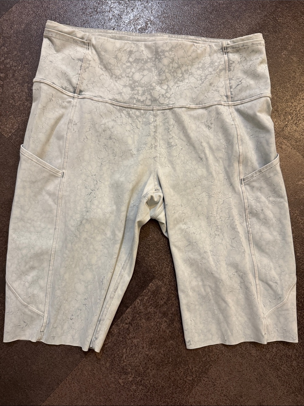 lululemon athletica Light Blue Marble-Print High-Rise Bike Shorts